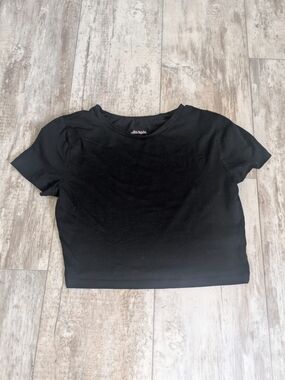 wild fable Black Cropped Crew Tee